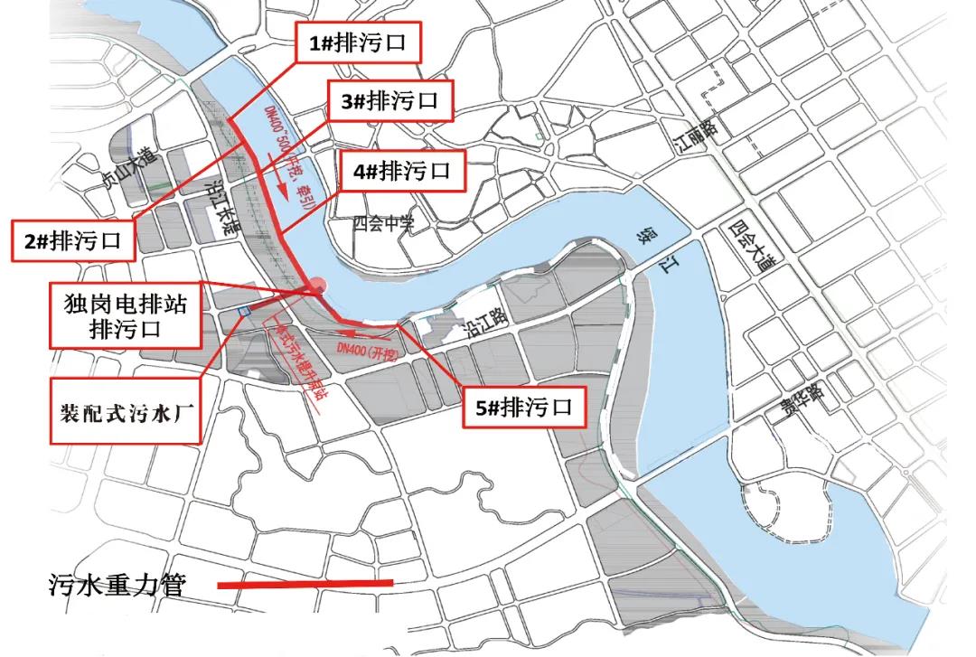 碧海灣裝配式污水廠截污管網平面圖